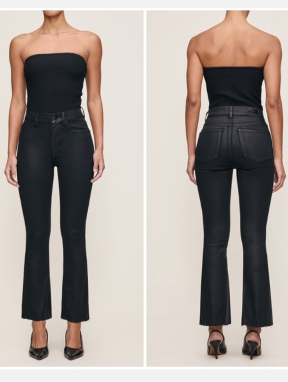 DL1961 Bridget Boot High Rise Instasculpt Crop Boot Cut Black Coated Jeans 24